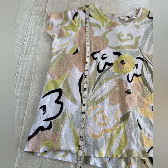 Women’s Rachel Zoe 100% Linen Floral Button Down the Back Short Sleeve Top Sz 1X - Picture 3 of 6